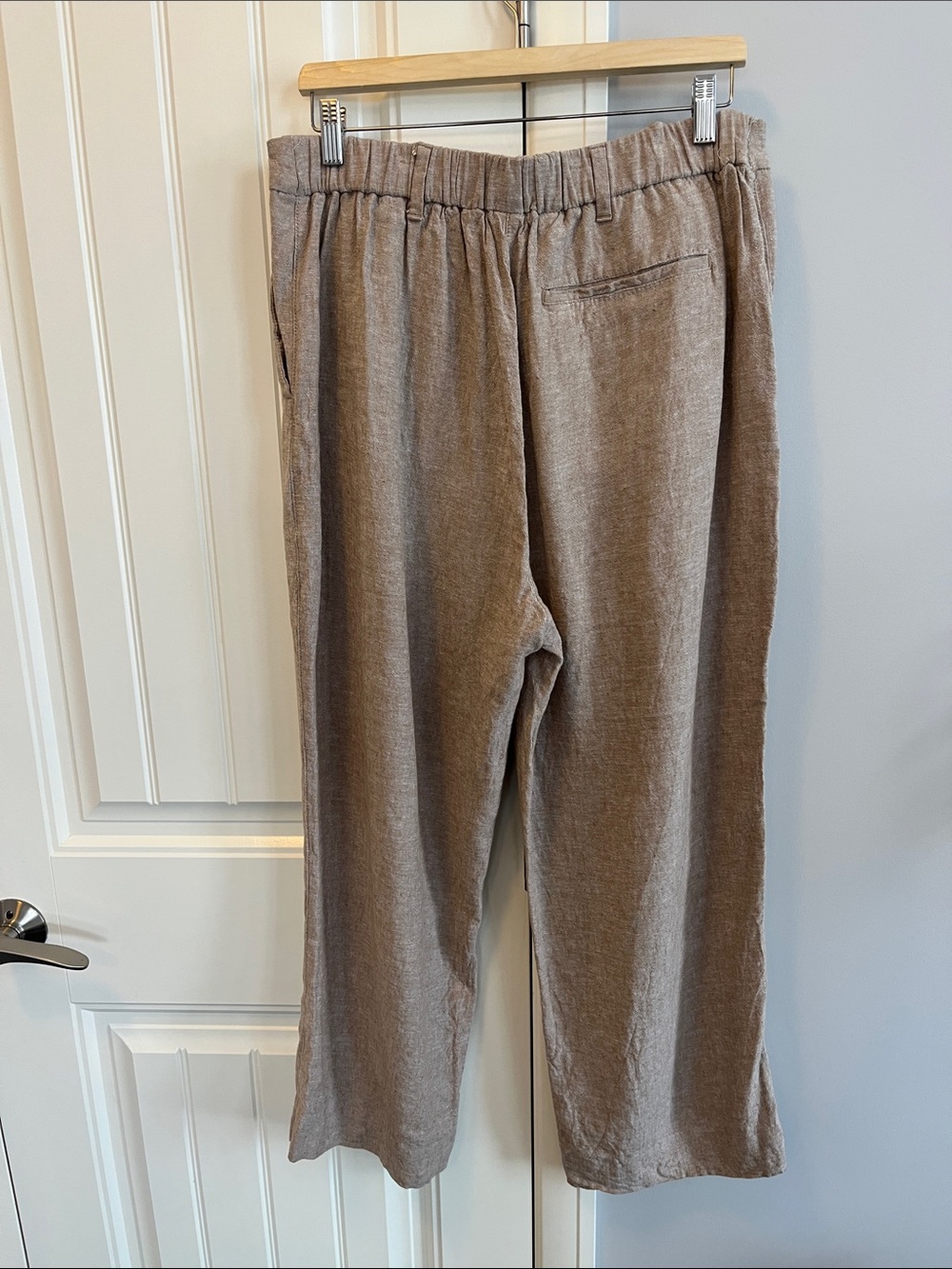 Taupe Linen Blend Pleated Wide Leg Pants Trousers XL - Picture 3 of 11